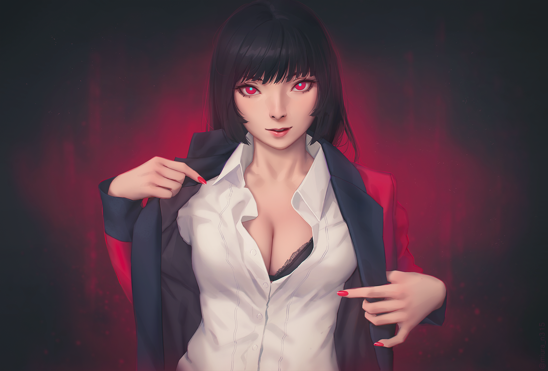 Miura Naoko Kakegurui Jabami Yumeko Bra Cleavage Open